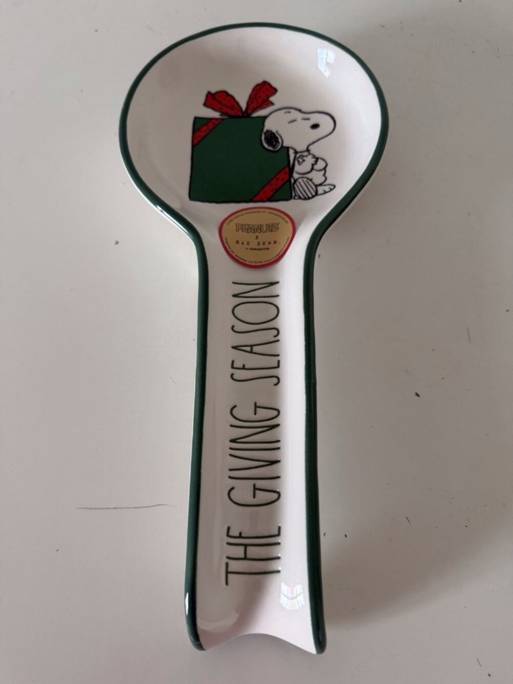 Rae Dunn X Peanuts Snoopy Christmas The Giving Season Ceramic Spoon Rest NEW